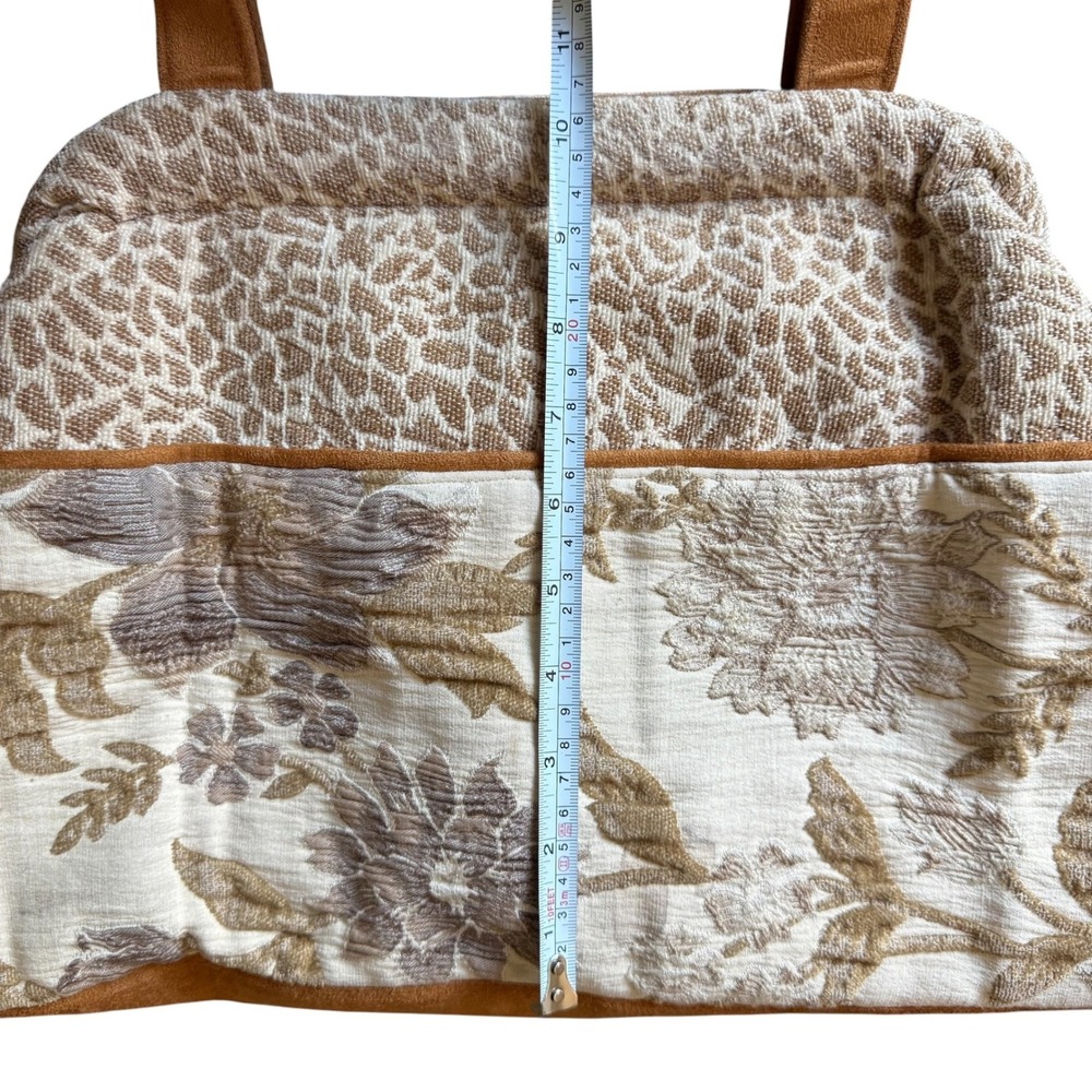 Atenti USA Made Tapestry Tote Bag Floral Animal Print Brown Tan Faux Suede Trim - Picture 13 of 16